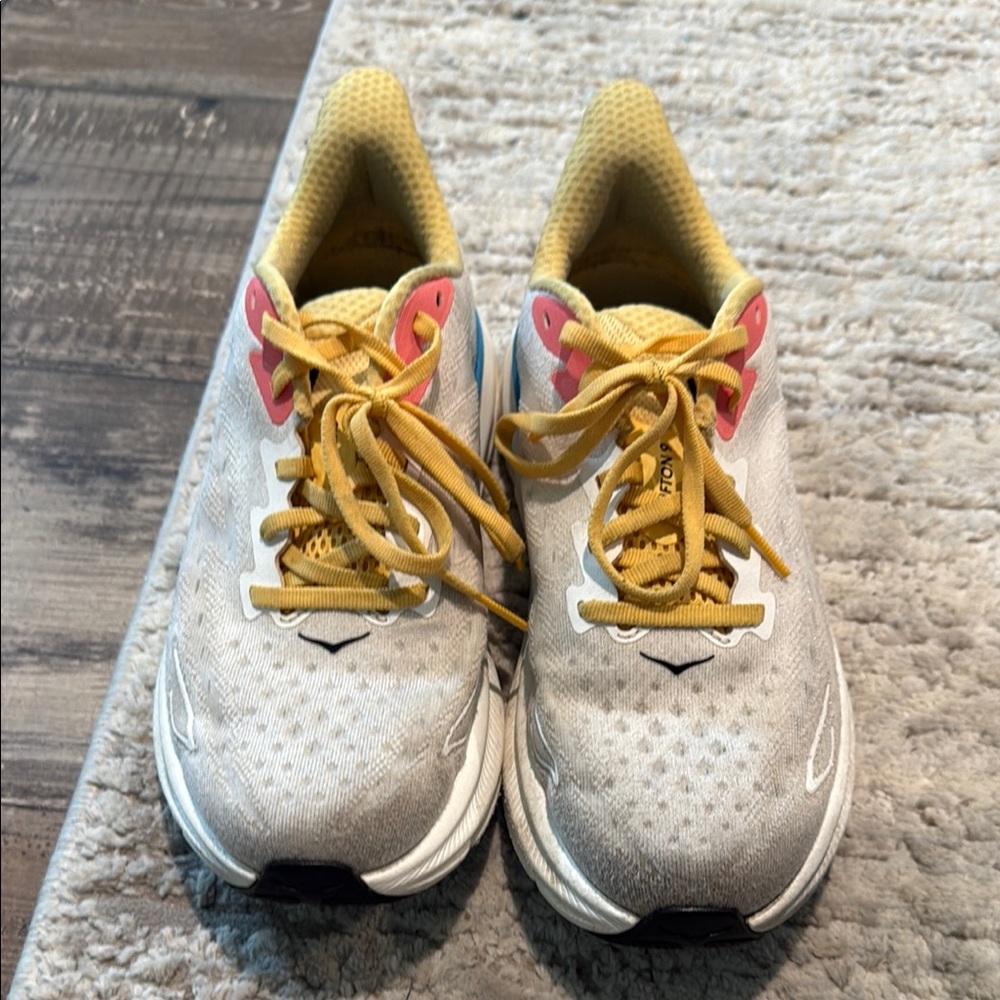 Hoka White and Yellow Sneakers